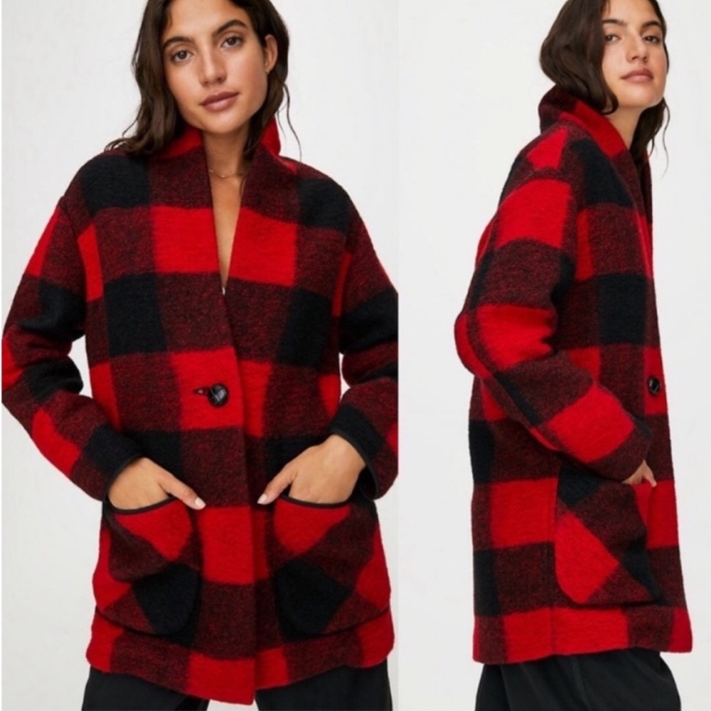 Wilfred Free Off-Duty Aritzia Wool Blend Jacket Coat Buffalo Check Size M